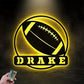 Personalized American Football, Metal Wall Signs With RGB Led Light