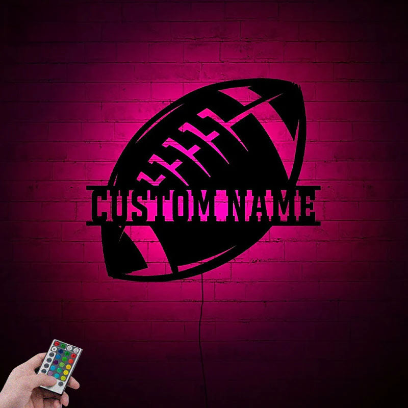 Personalized Ball Football Wall, Metal Wall Signs With RGB Led Light