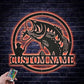 Personalized Bass Fishing Monogram Metal Wall Signs With RGB Led Light