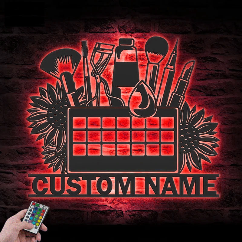 Personalized Beauty Salon, Metal Wall Signs With RGB Led Light