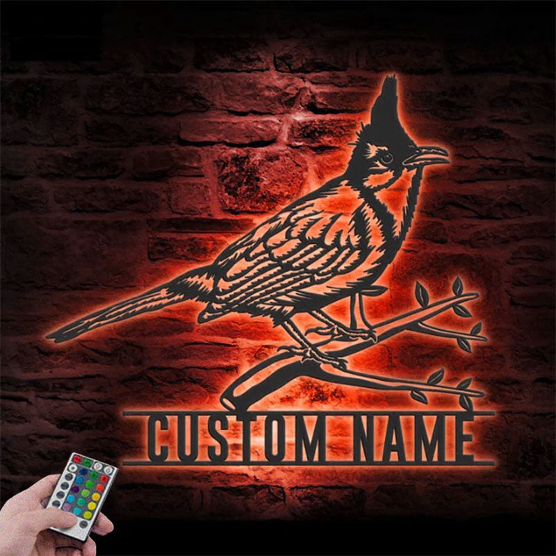 Personalized Bulbul Bird Metal Wall Signs With RGB Led Light