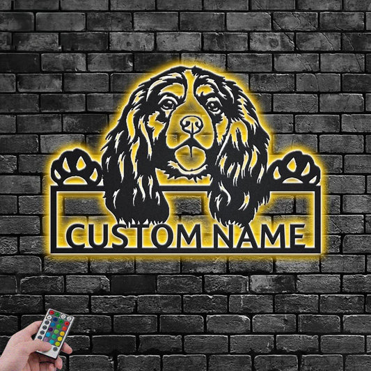 Personalized Cavalier Spaniel, Metal Wall Signs With RGB Led Light