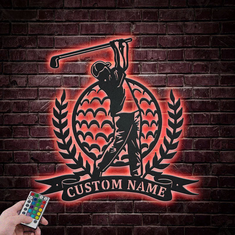 Personalized Custom Golf Metal Wall Signs With RGB Led Light