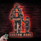 Personalized Father Son Firefighter Metal Wall Signs With RGB Led Light
