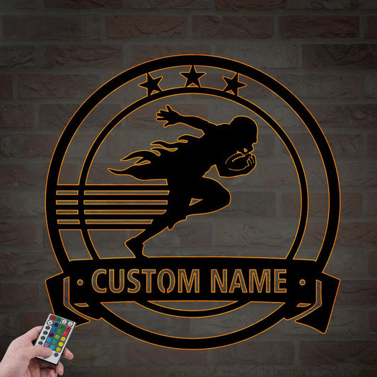 Personalized Football Gift, Metal Wall Signs With RGB Led Light