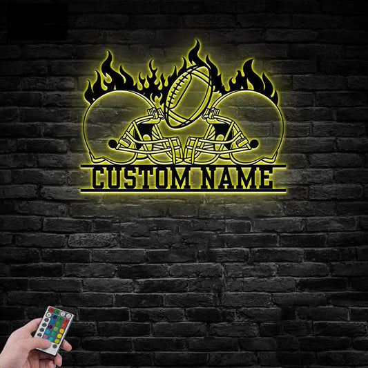 Personalized Football Metal Wall Signs With RGB Led Light