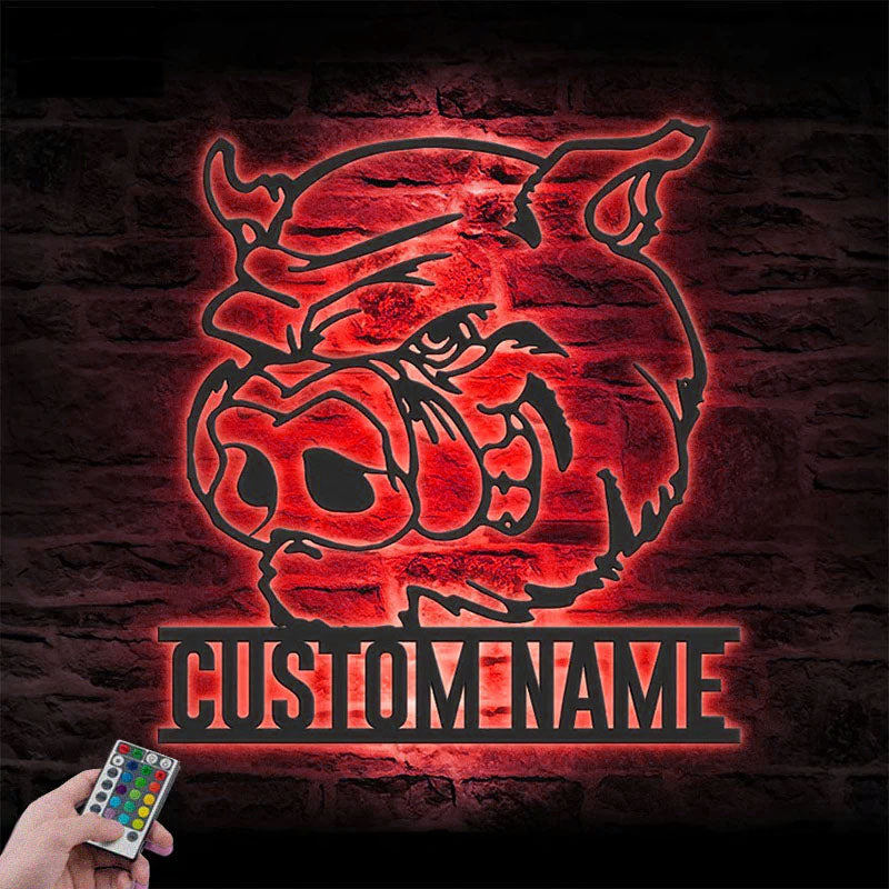 Personalized Funny Pig Farmhouse, Metal Wall Signs With RGB Led Light
