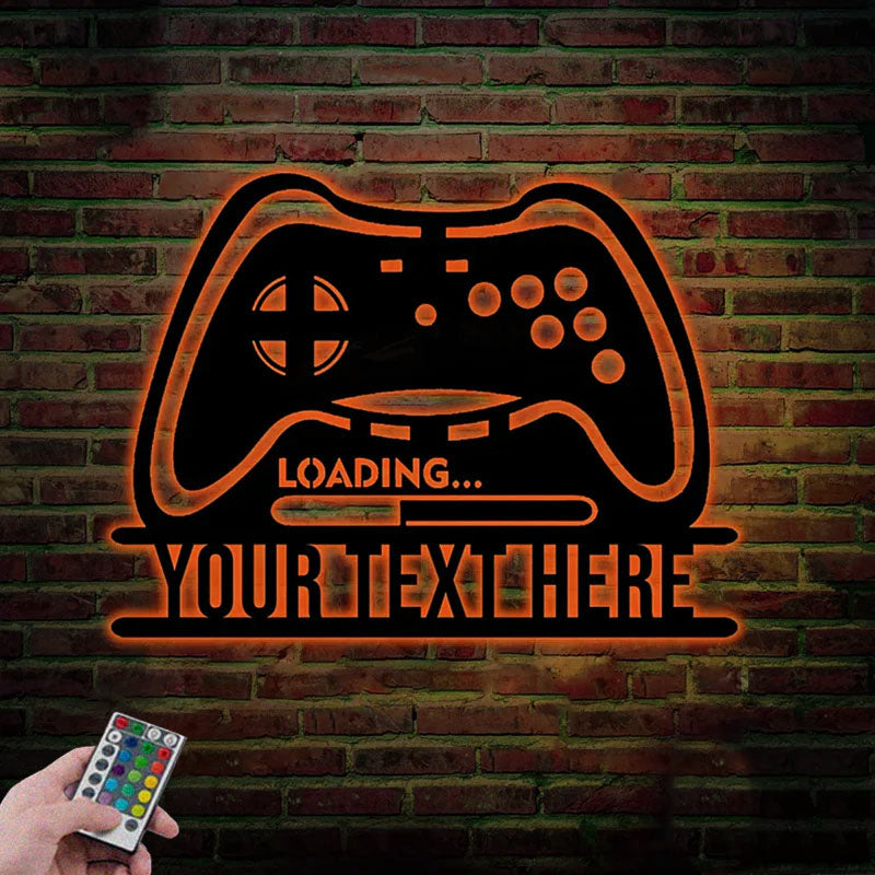 Personalized Game Controller For Game Room Metal Wall Signs With RGB Led Light
