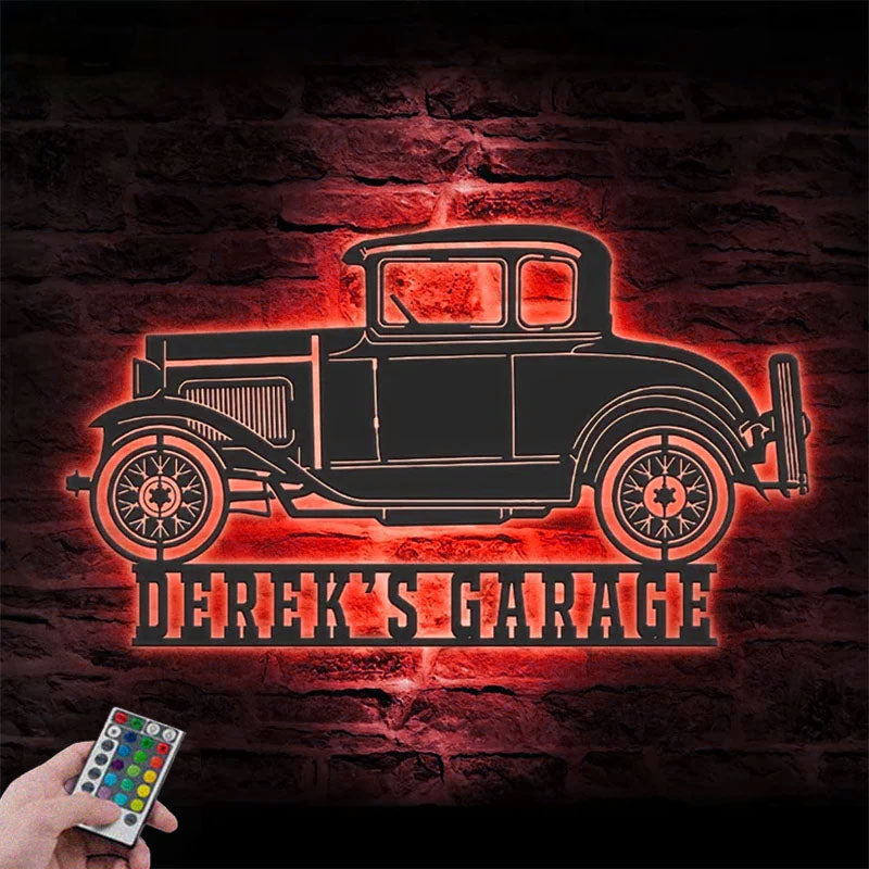 Personalized Garage Metal Wall Signs With RGB Led Light   1