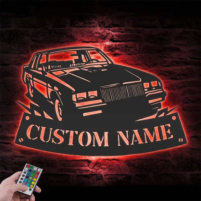 Personalized Garage Name Sign Home Decor Metal Wall Signs With RGB Led Light