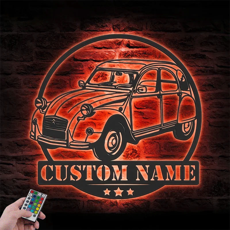 Personalized Garage Name Sign Home Decor Metal Wall Signs With RGB Led Light