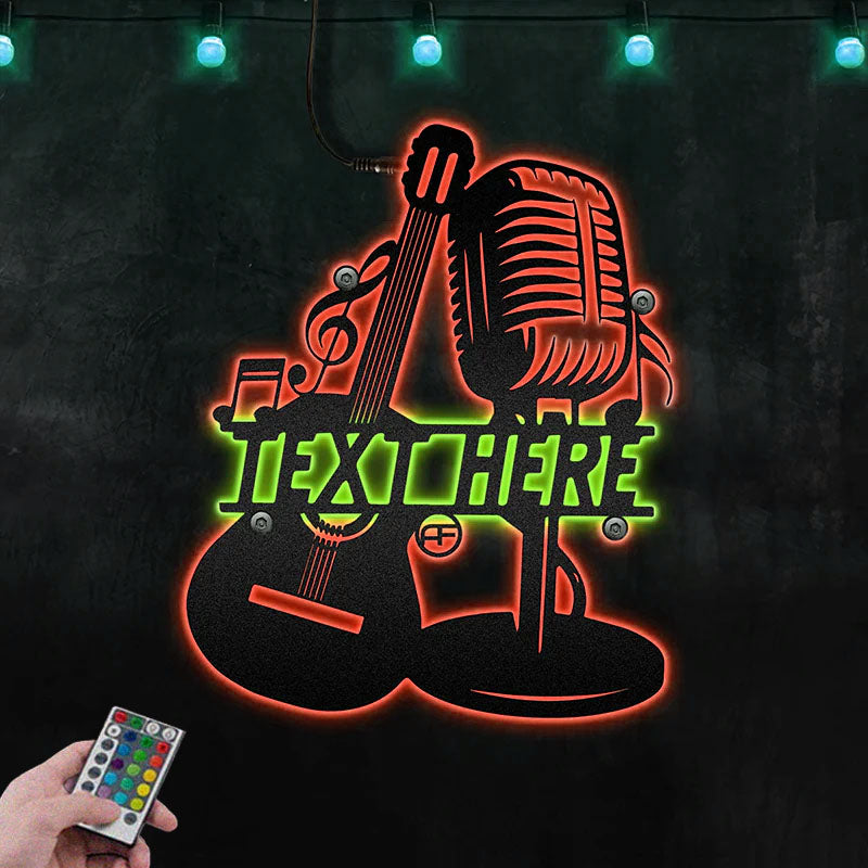Personalized Guitar and Micro Metal Wall Signs With RGB Led Light