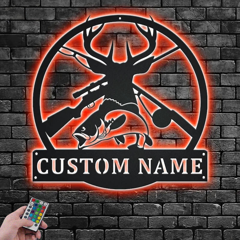 Personalized Hunting Metal Wall Signs With RGB Led Light
