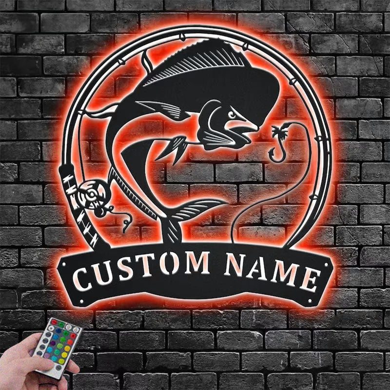 Personalized MahiMahi Fish Metal Wall Signs With RGB Led Light