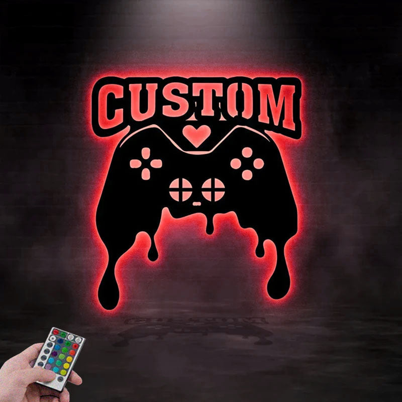 Personalized Metal Game Zone Sign, Metal Wall Signs With RGB Led Light