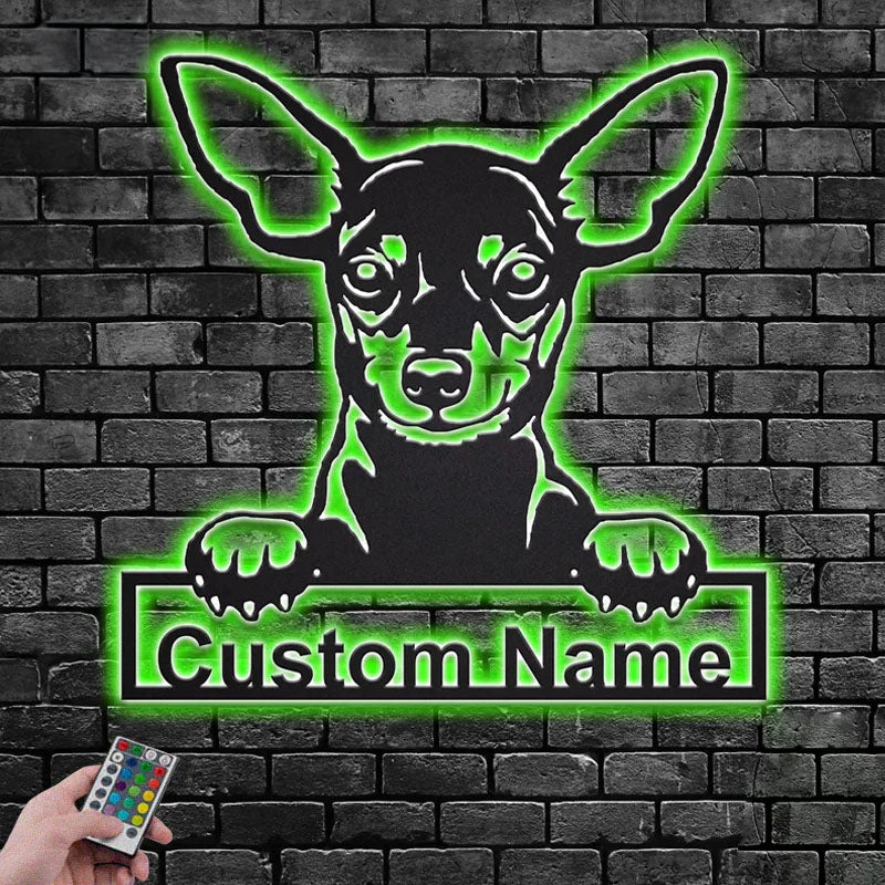 Personalized Miniature Pinscher Dog, Metal Wall Signs With RGB Led Light