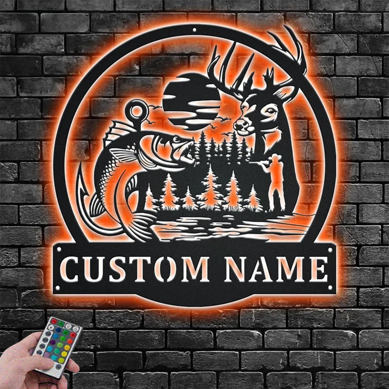 Personalized Outdoor Hunting Metal Wall Signs With RGB Led Light