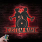 Personalized Powerlifting Name Sign Home Decor Bodybuilding Gym Fitness Metal Wall Signs With RGB Led Light