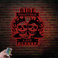 Personalized Ride Together Skull Couple Metal Sign With Colorful LED Lights, Metal Wall Signs With RGB Led Light