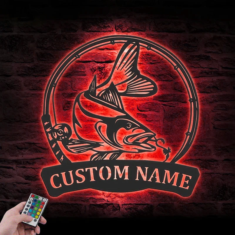Personalized Snook Fishing Metal Wall Signs With RGB Led Light