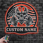 Personalized US Flag Skull Fitness Decoration For Room, Metal Wall Signs With RGB Led Light