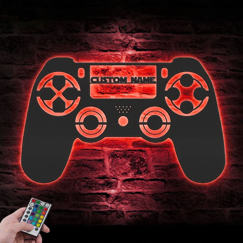 Personalized Video Game Room Metal Wall Art LED Light, Metal Wall Signs With RGB Led Light
