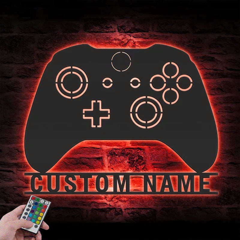 Personalized Video Game Room Metal Wall Signs With RGB Led Light
