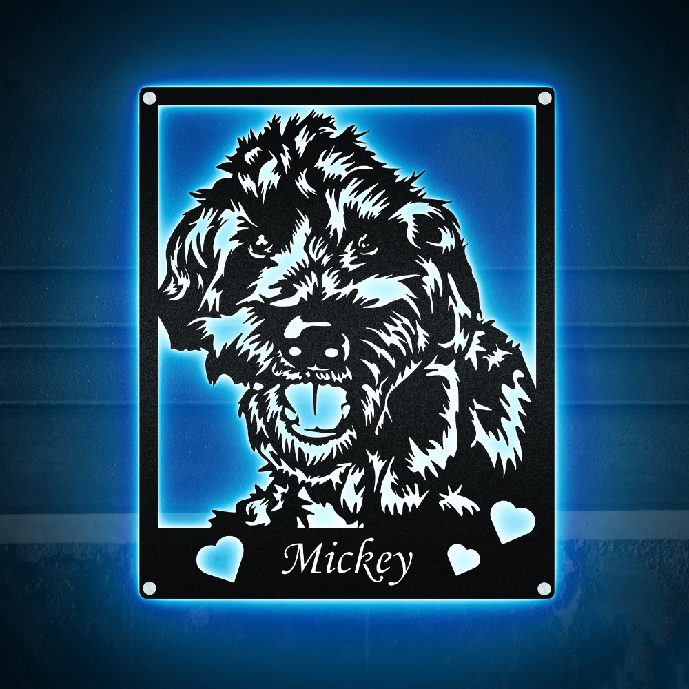 Pet Portrait My Heart Personalized - Led Light Metal - Owls Matrix LTD