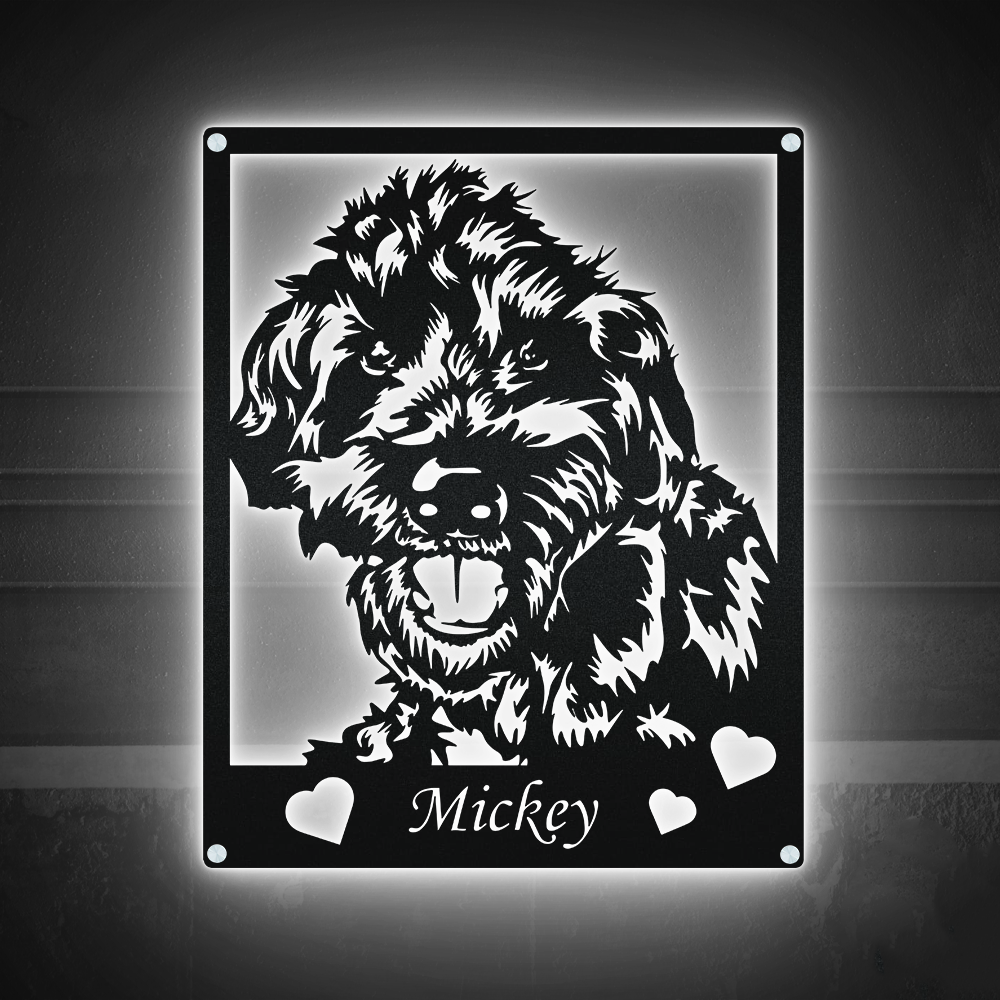 Pet Portrait My Heart Personalized - Led Light Metal - Owls Matrix LTD