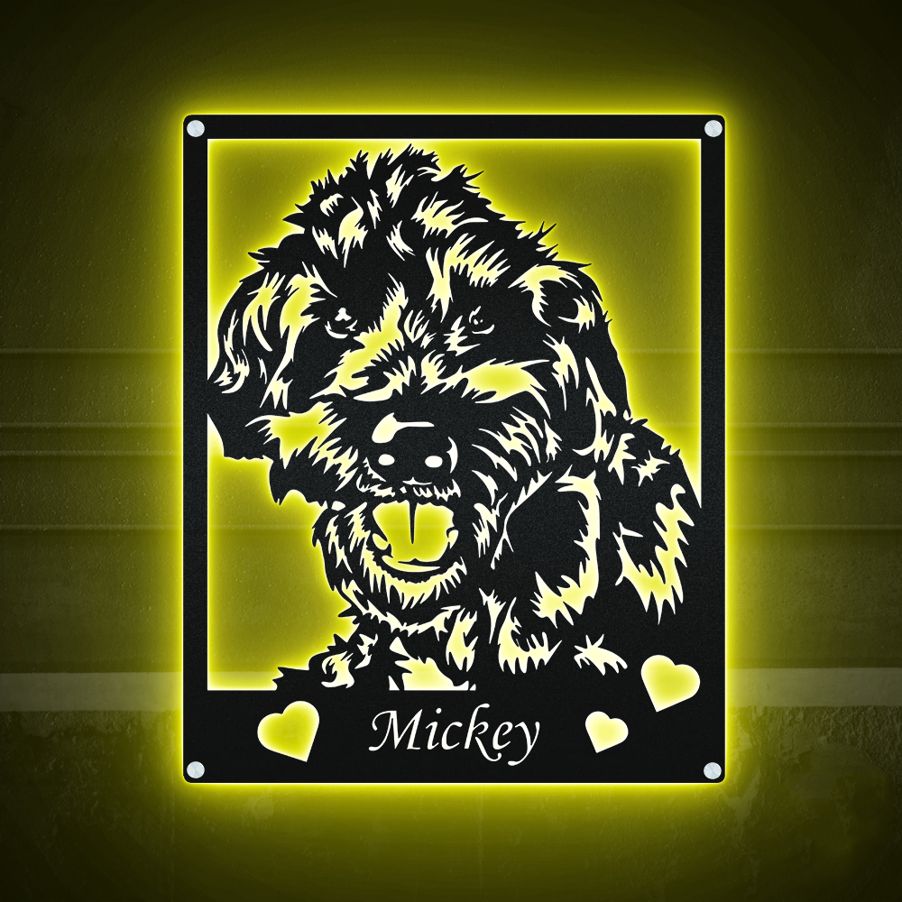 Pet Portrait My Heart Personalized - Led Light Metal - Owls Matrix LTD