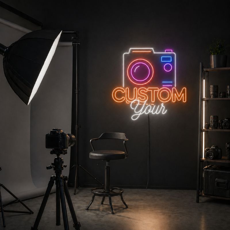 Photography Studio Neon Sign - Camera Logo Wall Light | Custom Your