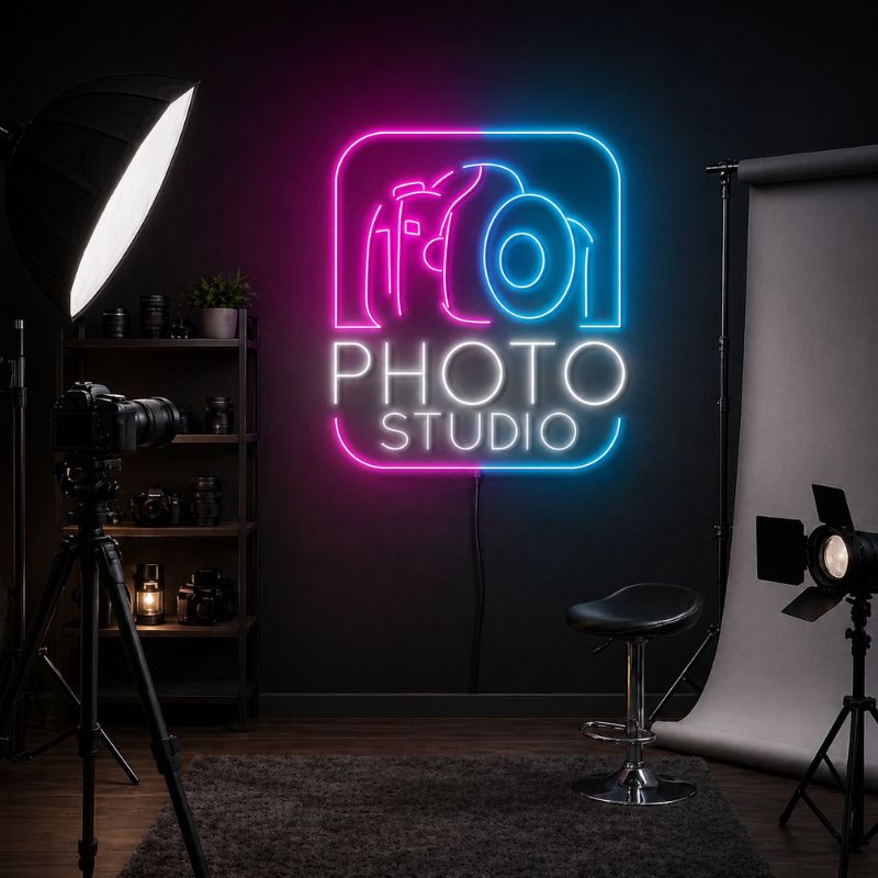 Photography Studio Neon Sign - Camera Wall Decor Light