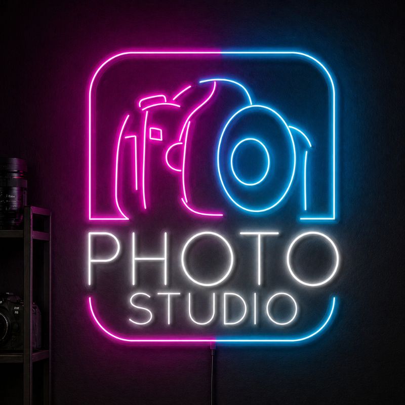 Photography Studio Neon Sign - Camera Wall Decor Light