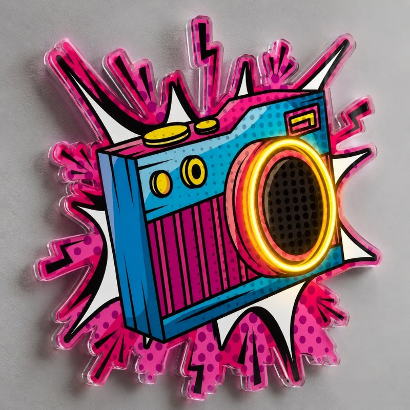 Photography Studio Neon Sign - Pop Art Camera Decor