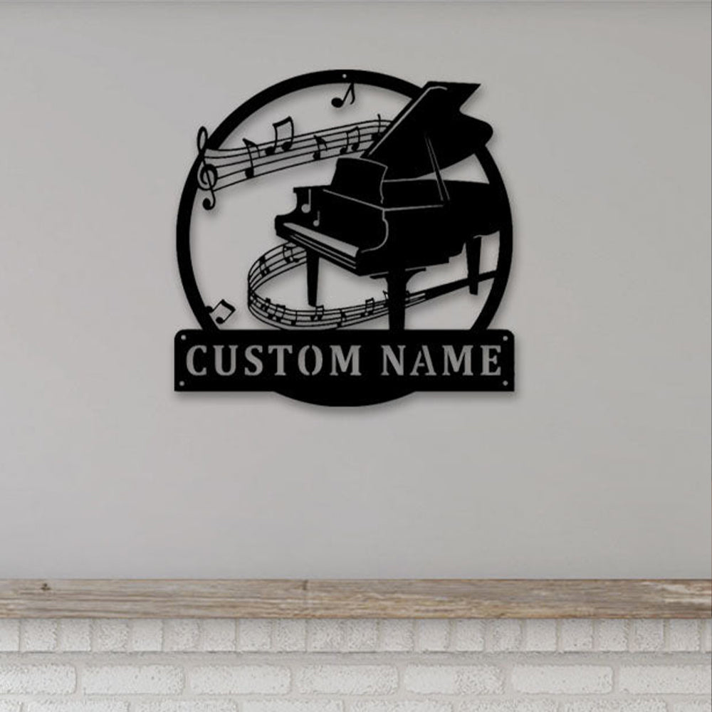 Piano Monogram Love Music Personalized - Led Light Metal - Owls Matrix LTD