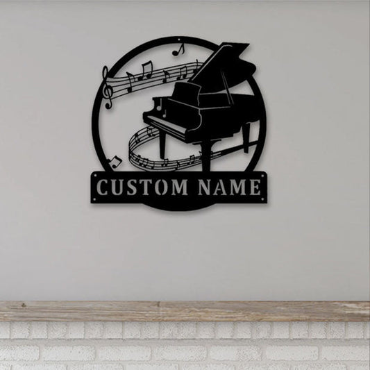 Piano Monogram Love Music Personalized - Led Light Metal - Owls Matrix LTD