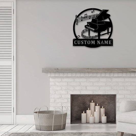 Piano Monogram Personalized - Led Light Metal - Owls Matrix LTD