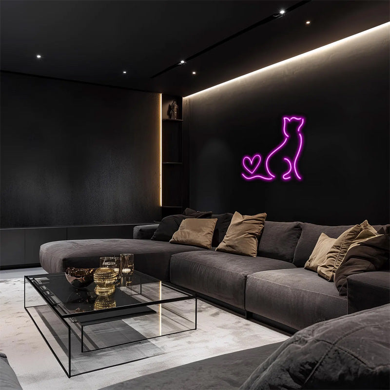 Pink Cat Heart Tail LED Neon Wall Art - LEDTOT