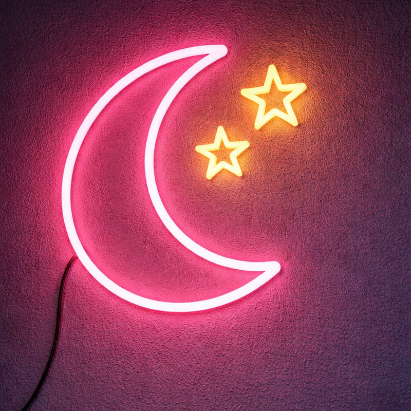 Pink Moon Neon Sign – Aesthetic LED Wall Decor for Cozy Bedroom & Room Setup