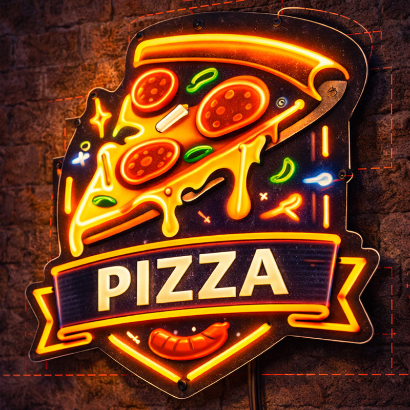Pizza Slice LED Neon Sign – Classic Pizzeria Wall Light Decor