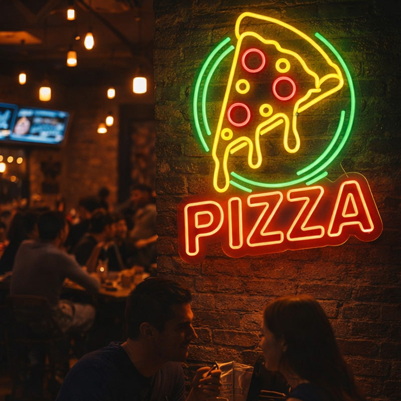 Pizza Slice LED Neon Sign for Restaurant, Pizzeria, Fast Food Shop and Wall Decoration