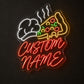 Pizza Neon Sign - Chef Hat Slice with Script Decor