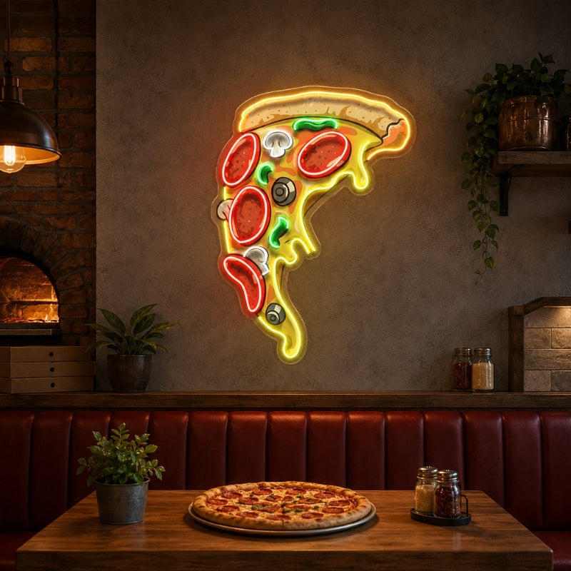 Pizza Neon Sign - Classic Loaded Pizza Slice Wall Decor