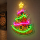 Pizza Neon Sign - Festive Christmas Tree Pizza Decor