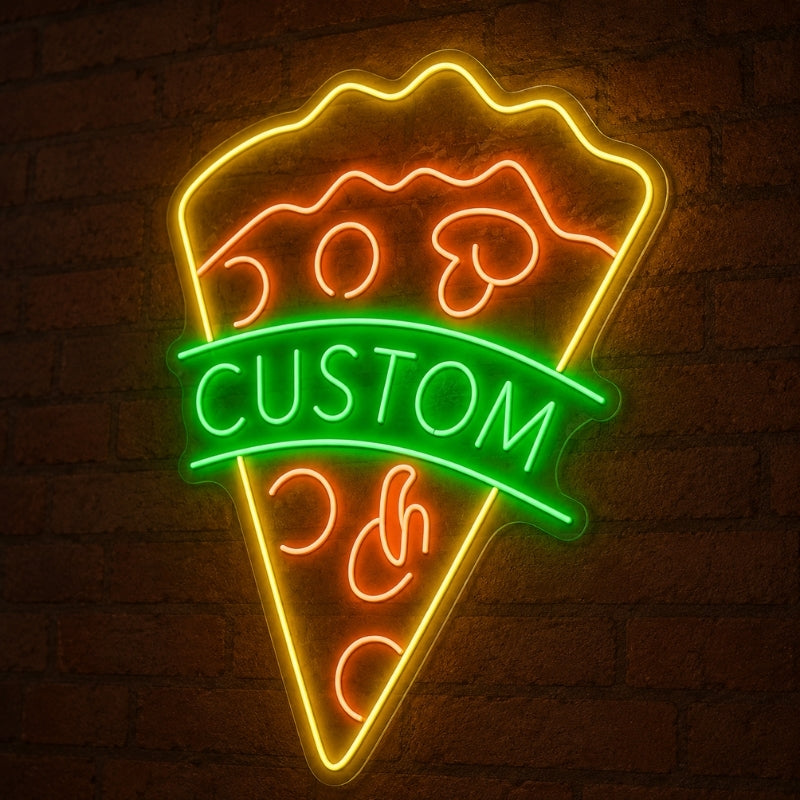 Pizza Neon Sign - Giant Slice Green Banner Wall Decor