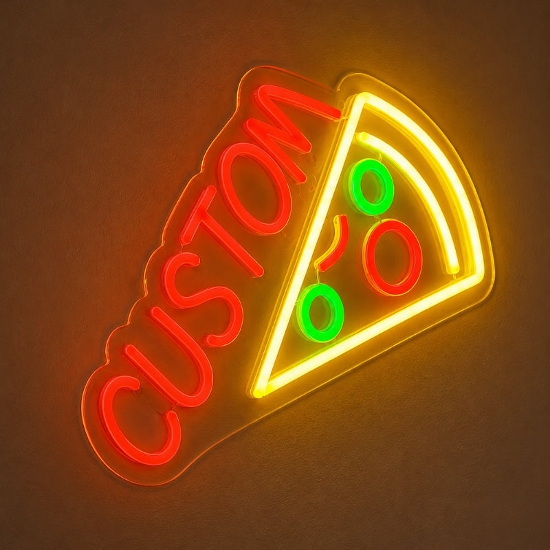 Pizza Neon Sign - Modern Slice Logo Pizza Wall Decor