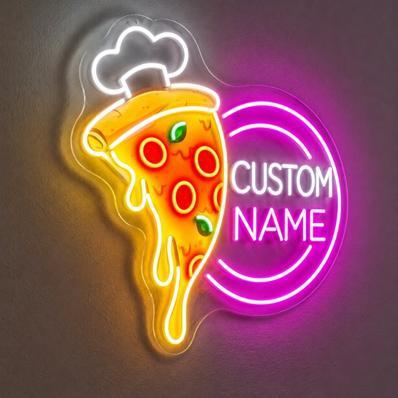Pizza Neon Sign - Open Pizza Slice Shop Wall Decor