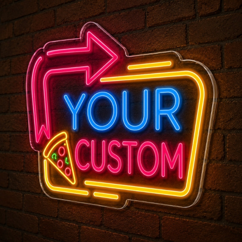 Pizza Neon Sign - Pizza Open Arrow Shop Wall Decor