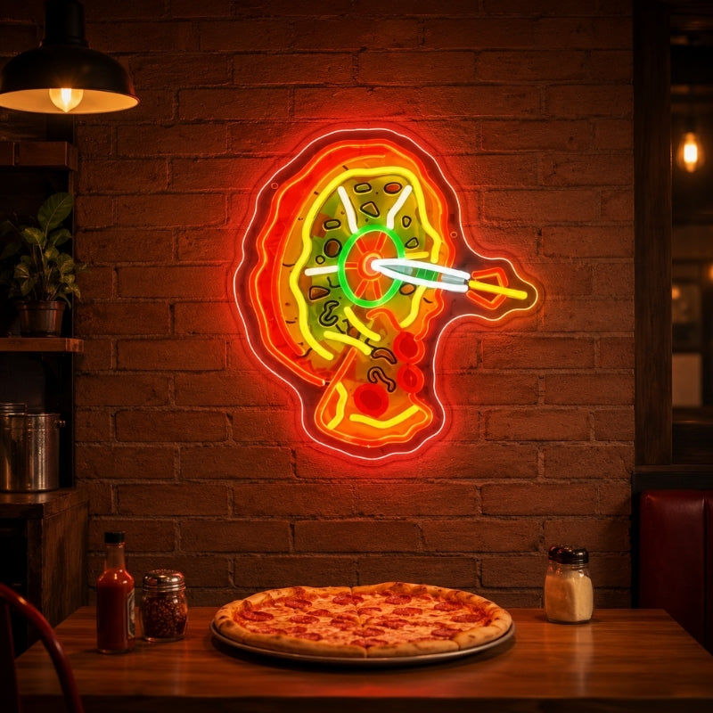 Pizza Neon Sign - Pizza Target Arrow Wall Decor Art