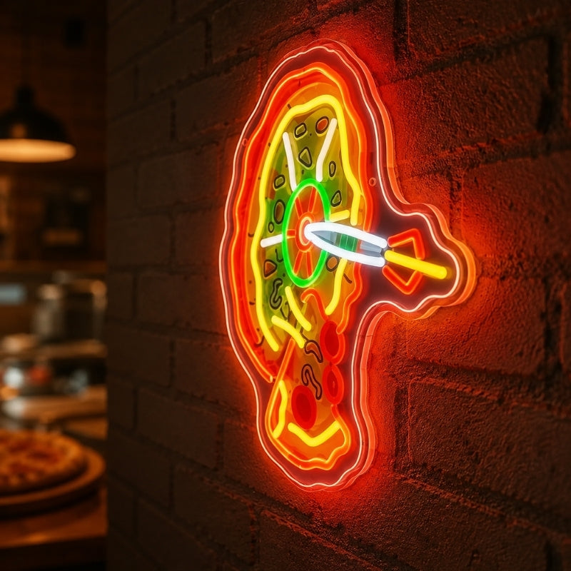 Pizza Neon Sign - Pizza Target Arrow Wall Decor Art